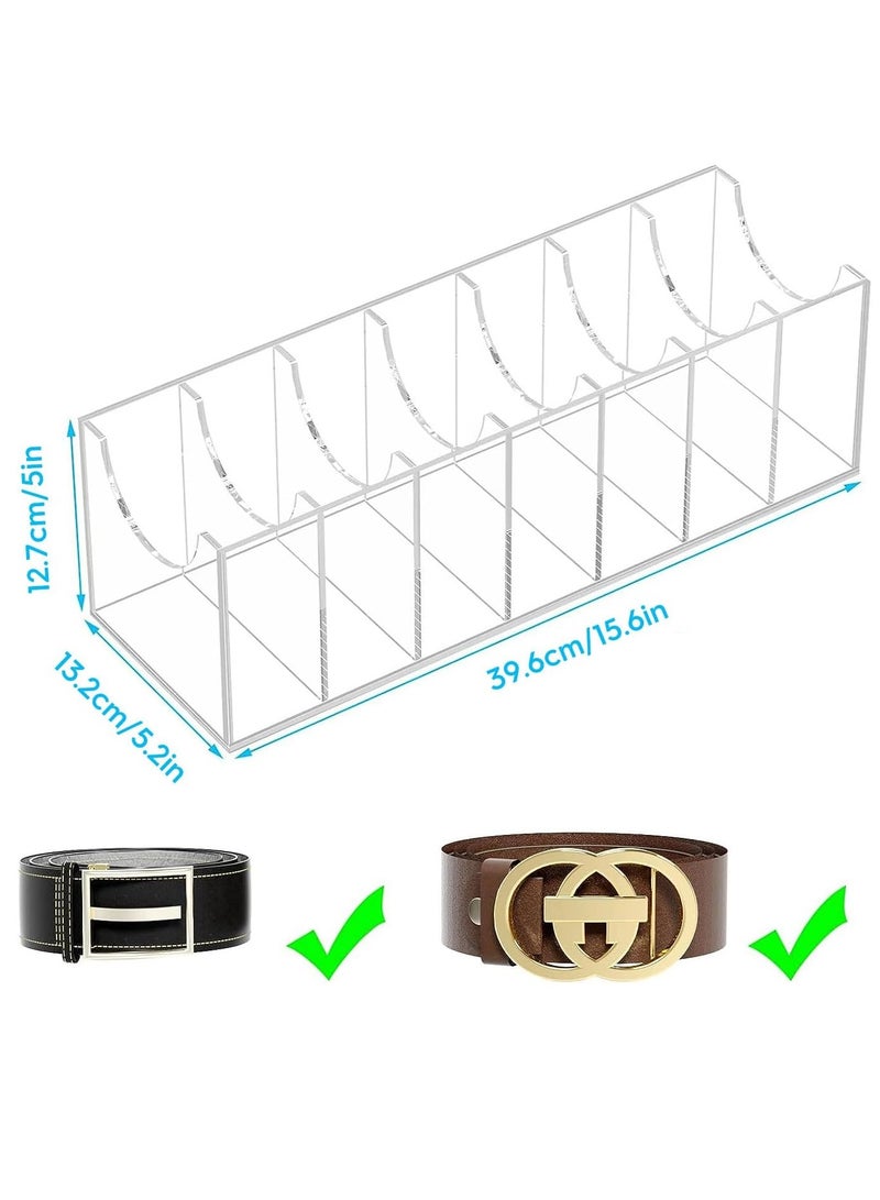 Belt Organizer, Acrylic Belt Storage Holder for The Closet, 7 Compartments Display Case for Tie and Bow Tie  - Image 2