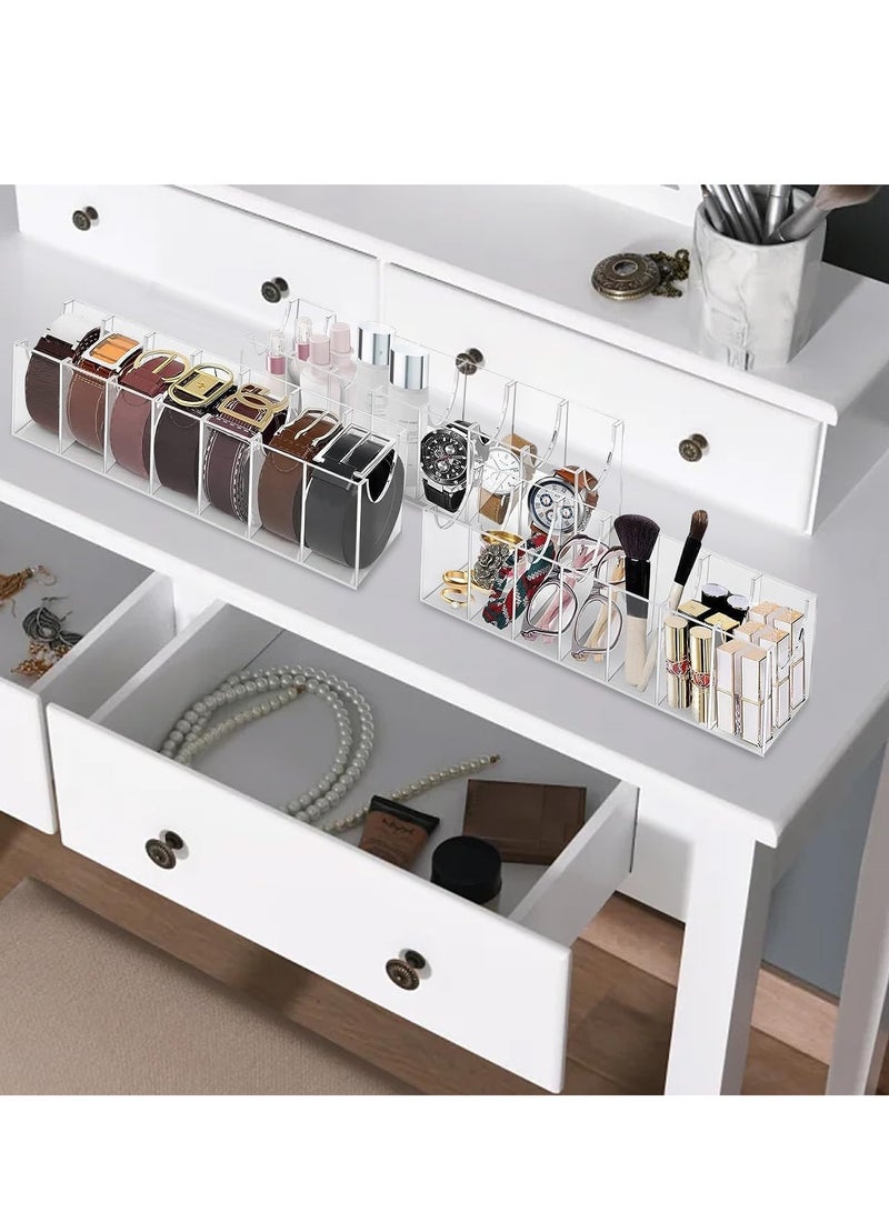Belt Organizer, Acrylic Belt Storage Holder for The Closet, 7 Compartments Display Case for Tie and Bow Tie  - Image 4