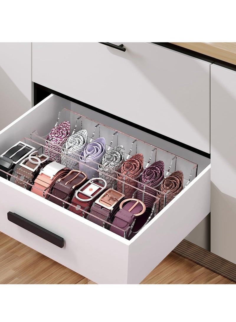 Belt Organizer, Acrylic Belt Storage Holder for The Closet, 7 Compartments Display Case for Tie and Bow Tie  - Image 5