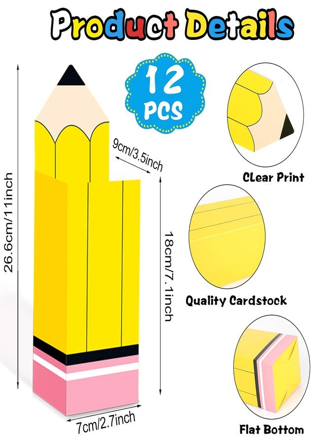 FOIMAS 12pcs Pencil Candy Boxes,Back to School Popcorn Treat Box Holder Pencil Shaped Gift Bags for Back to School Treacher Classroom Party Favor Supply - Image 2