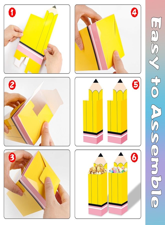 FOIMAS 12pcs Pencil Candy Boxes,Back to School Popcorn Treat Box Holder Pencil Shaped Gift Bags for Back to School Treacher Classroom Party Favor Supply - Image 3