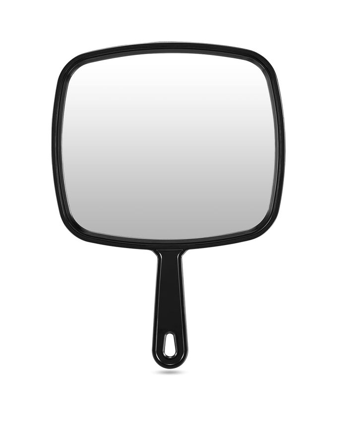EXTRA LARGE HAND MIRROR SALON BARBER HAIRDRESSING HANDHELD MIRROR WITH HANDLE SQUARE BLACK 9 X 124