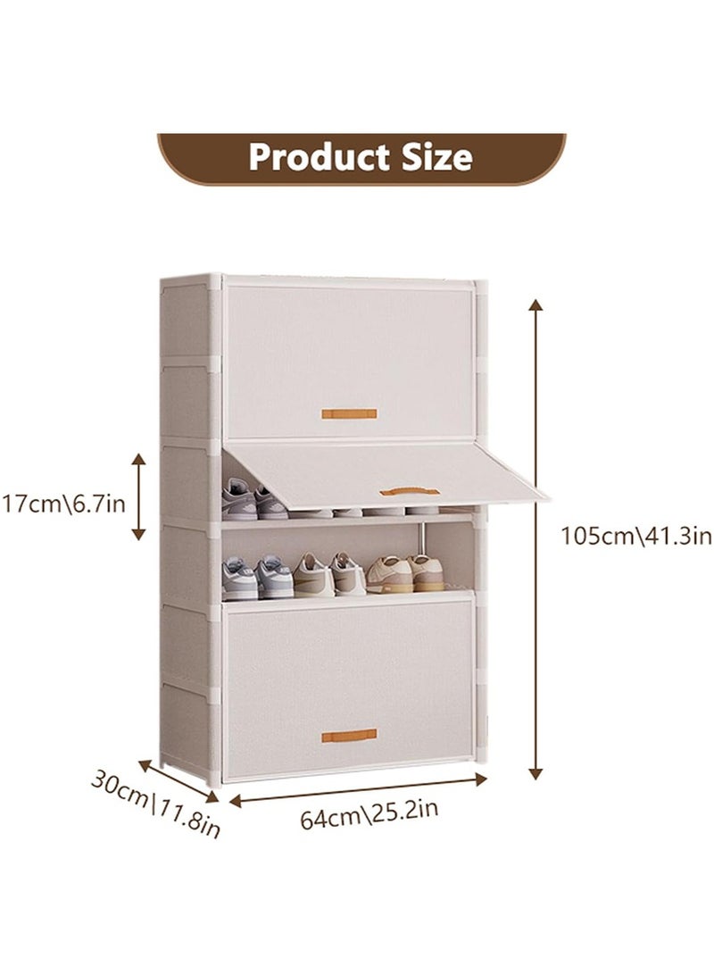 VUCATIN Non-Woven Shoe Rack – Large Capacity Multi-Layer Dustproof Shoe Shelf for Entryway, Home, Closet, Space-Saving Storage Organizer (White) - Image 3