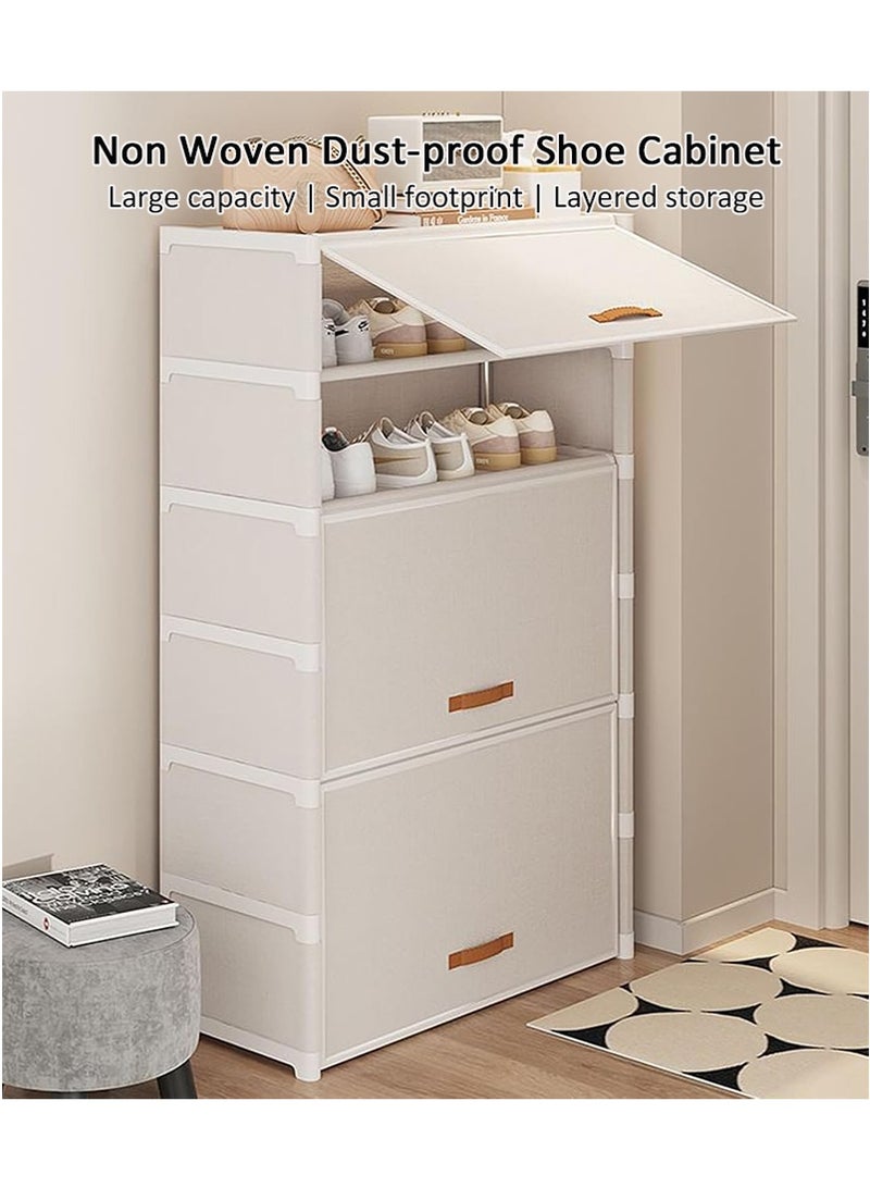 VUCATIN Non-Woven Shoe Rack – Large Capacity Multi-Layer Dustproof Shoe Shelf for Entryway, Home, Closet, Space-Saving Storage Organizer (White) - Image 2