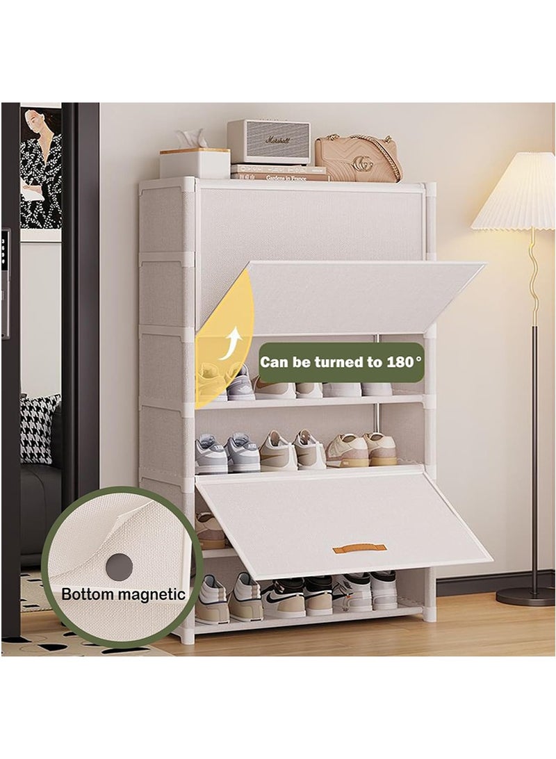 VUCATIN Non-Woven Shoe Rack – Large Capacity Multi-Layer Dustproof Shoe Shelf for Entryway, Home, Closet, Space-Saving Storage Organizer (White) - Image 5