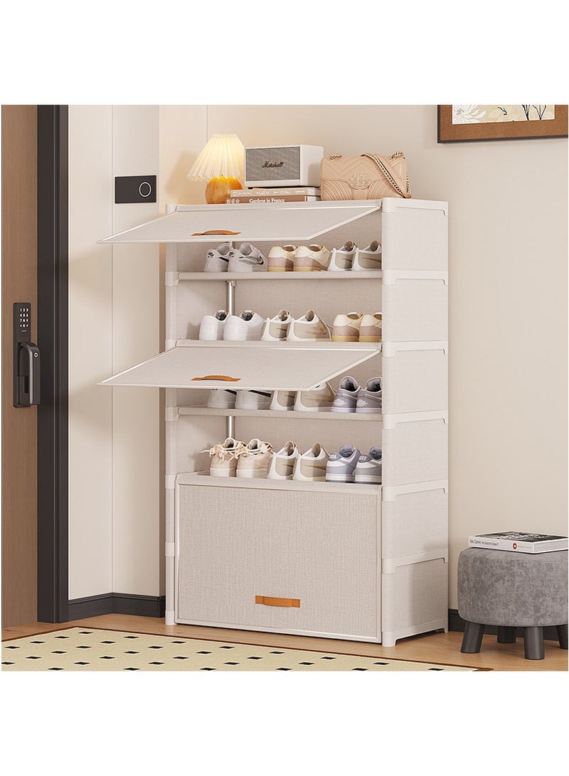 VUCATIN Non-Woven Shoe Rack – Large Capacity Multi-Layer Dustproof Shoe Shelf for Entryway, Home, Closet, Space-Saving Storage Organizer (White) - Image 1