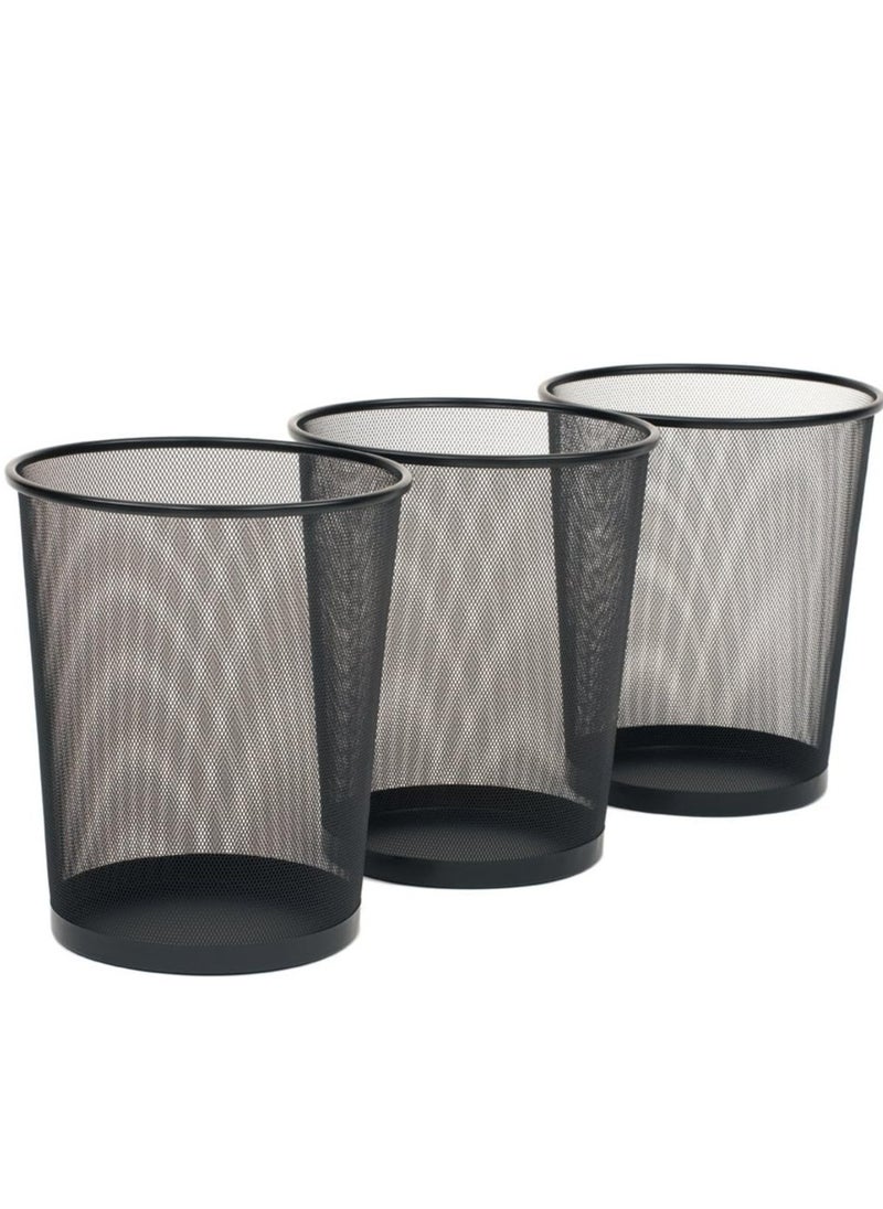 Seville Classics - AKDC Small Cylinder Trash Can for Home or Office, 6 Gallon Mesh Round Bins, Lightweight, Steel Wastebasket Set for Garbage or Recycle, 3-Pack, (Multicolor) - Image 1