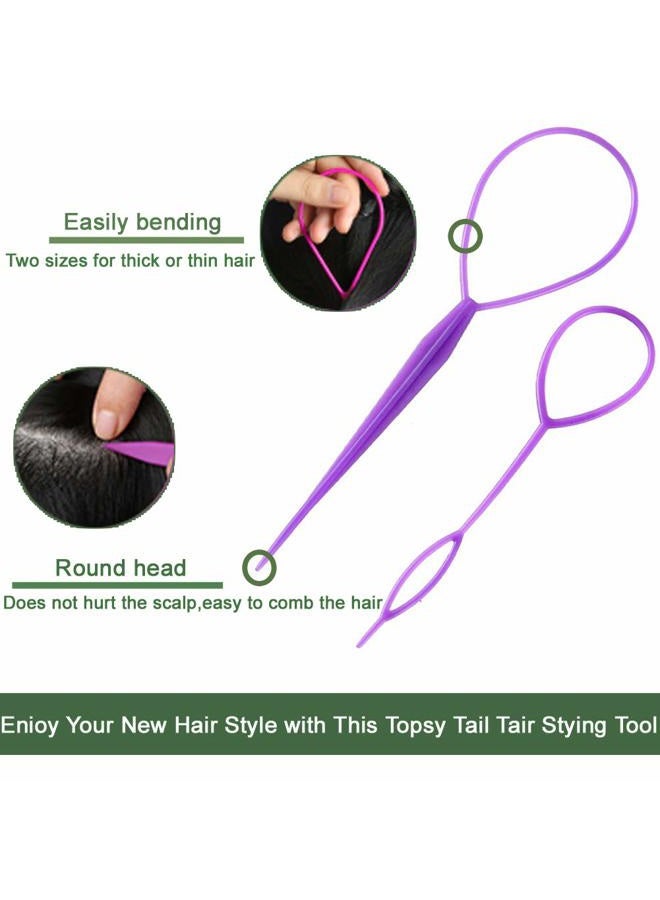 Qleng Hair Braid Accessories Ponytail Maker, 5 Pairs Plastic Topsy Hair Tail Tools French Braid Accessories Loop Hair Kit for Hair Styling - Image 4
