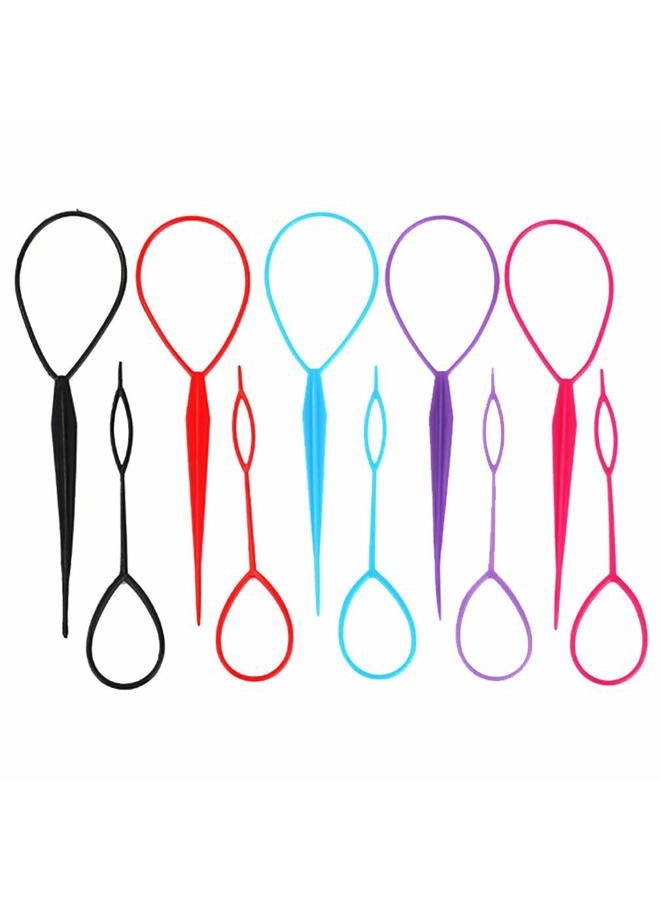 Qleng Hair Braid Accessories Ponytail Maker, 5 Pairs Plastic Topsy Hair Tail Tools French Braid Accessories Loop Hair Kit for Hair Styling - Image 1