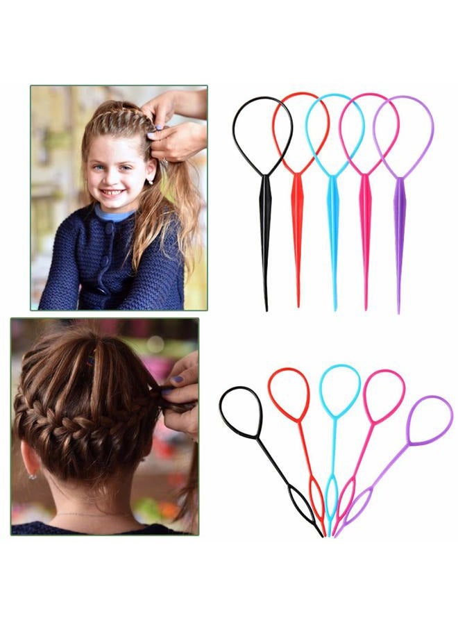 Qleng Hair Braid Accessories Ponytail Maker, 5 Pairs Plastic Topsy Hair Tail Tools French Braid Accessories Loop Hair Kit for Hair Styling - Image 5