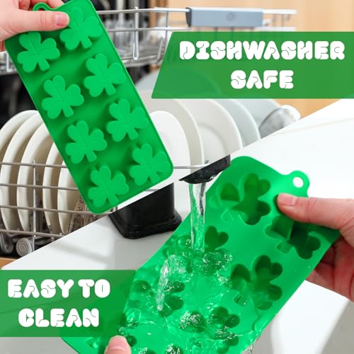 LOYIM 3 Pack Shamrock Ice Cube Mold, Silicone Shamrock Mold St Patrick's Day, 8-Cavity Leaf Clover Mold for Ice Cube, Chocolate Molds, Candy, Resin Sugar Craft, Cake, Cupcake Decorations - Image 5