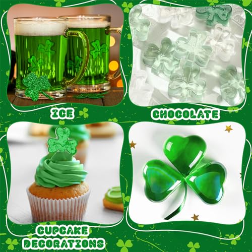LOYIM 3 Pack Shamrock Ice Cube Mold, Silicone Shamrock Mold St Patrick's Day, 8-Cavity Leaf Clover Mold for Ice Cube, Chocolate Molds, Candy, Resin Sugar Craft, Cake, Cupcake Decorations - Image 4