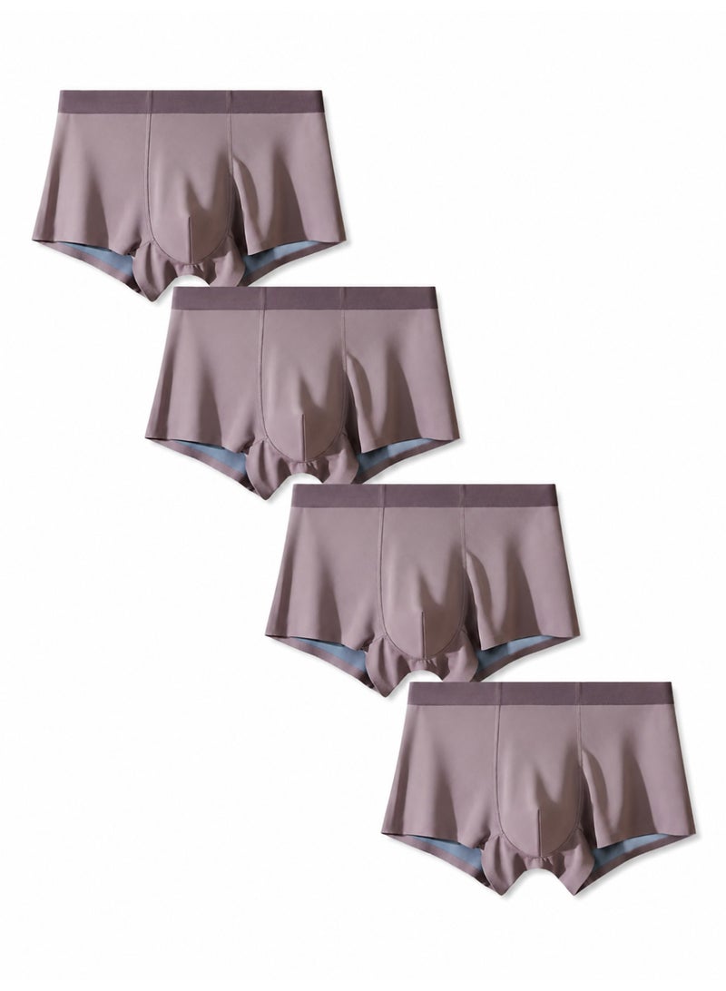 Men's Modal Boxer Briefs 4 Pack Antibacterial Mulberry Silk Crotch Ultra Soft Moisture Wicking No Ride Up L-3XL Daily Wear - Image 1