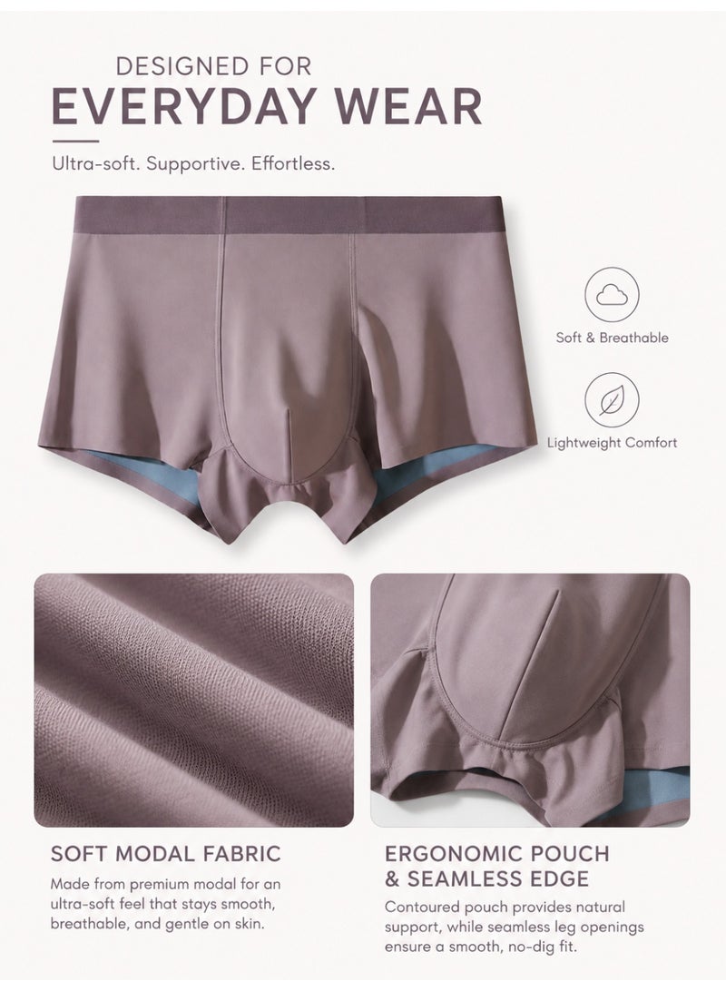 Men's Modal Boxer Briefs 4 Pack Antibacterial Mulberry Silk Crotch Ultra Soft Moisture Wicking No Ride Up L-3XL Daily Wear - Image 5