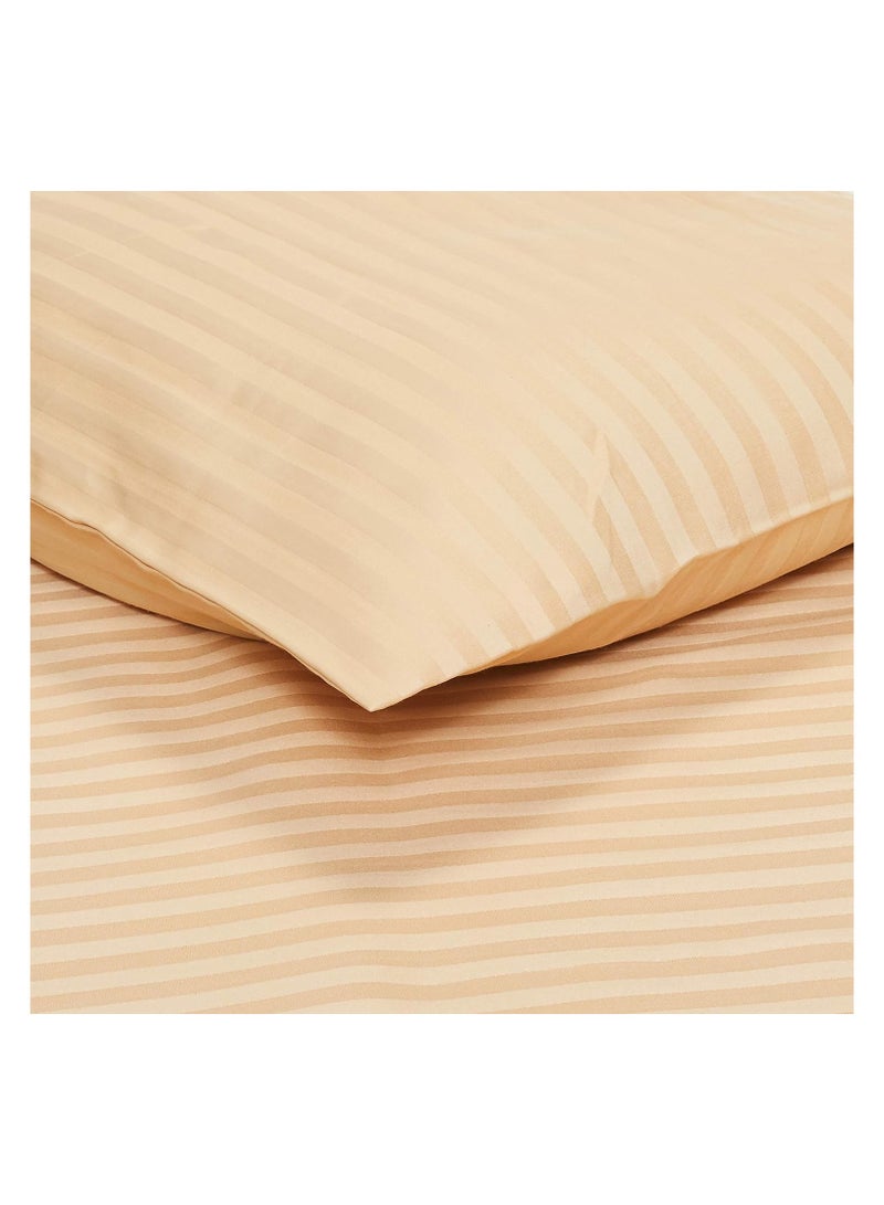 COMFY 3 PC HOTEL QUALITY BEIGE STRIPED 300TC BEDSHEET SET WITH 2 PILLOW COVERS - Image 2