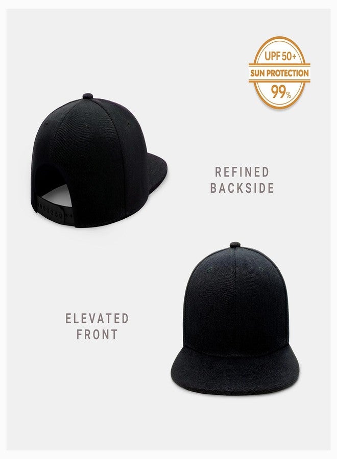CHOK.LIDS CHCHOK.LIDS Flat Bill Visor Classic Snapback Hat Blank Adjustable Brim High Top End Trendy Color Style Plain Tone Baseball Cap (Black) - Image 2