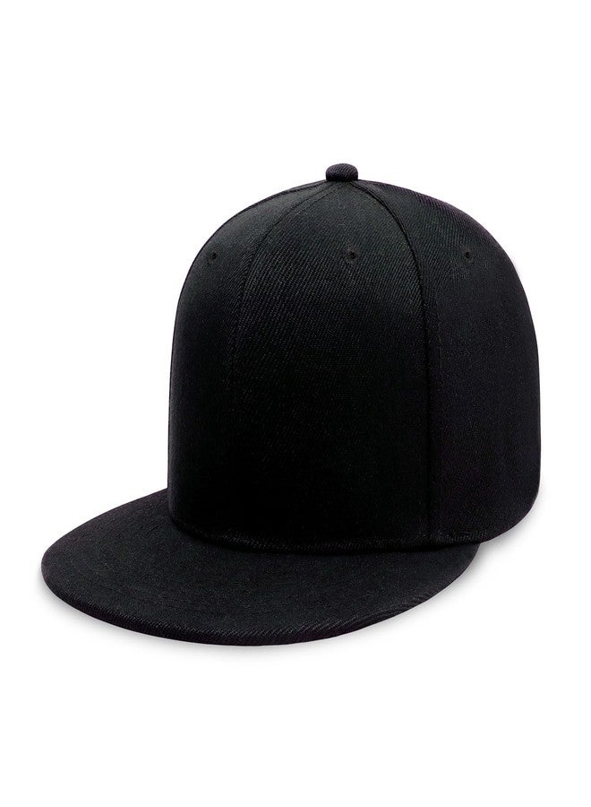 CHOK.LIDS CHCHOK.LIDS Flat Bill Visor Classic Snapback Hat Blank Adjustable Brim High Top End Trendy Color Style Plain Tone Baseball Cap (Black) - Image 1
