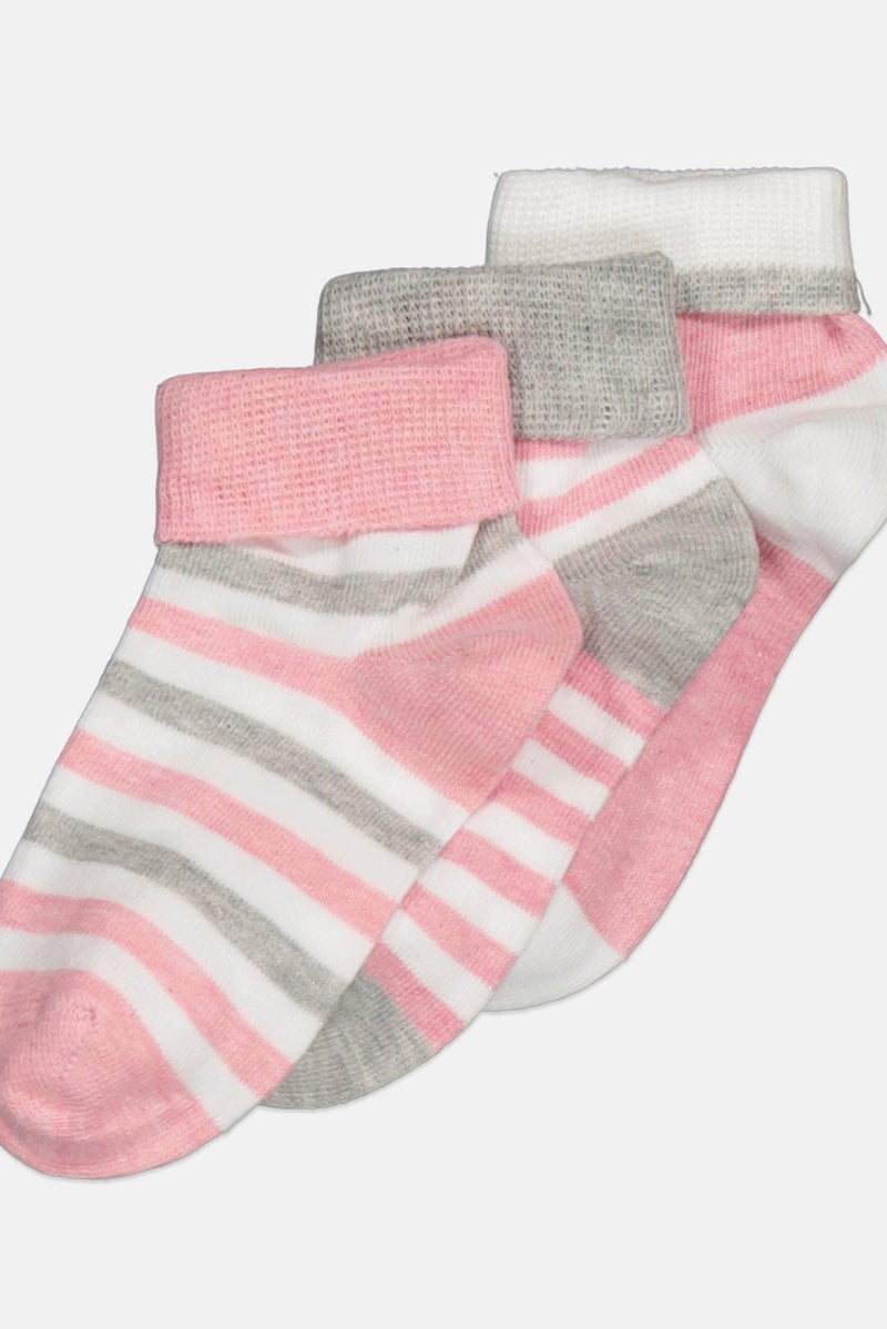 XOXO Kids Girl 5 Pairs Striped Non Terry Quarter Socks, Multicolor - Image 2