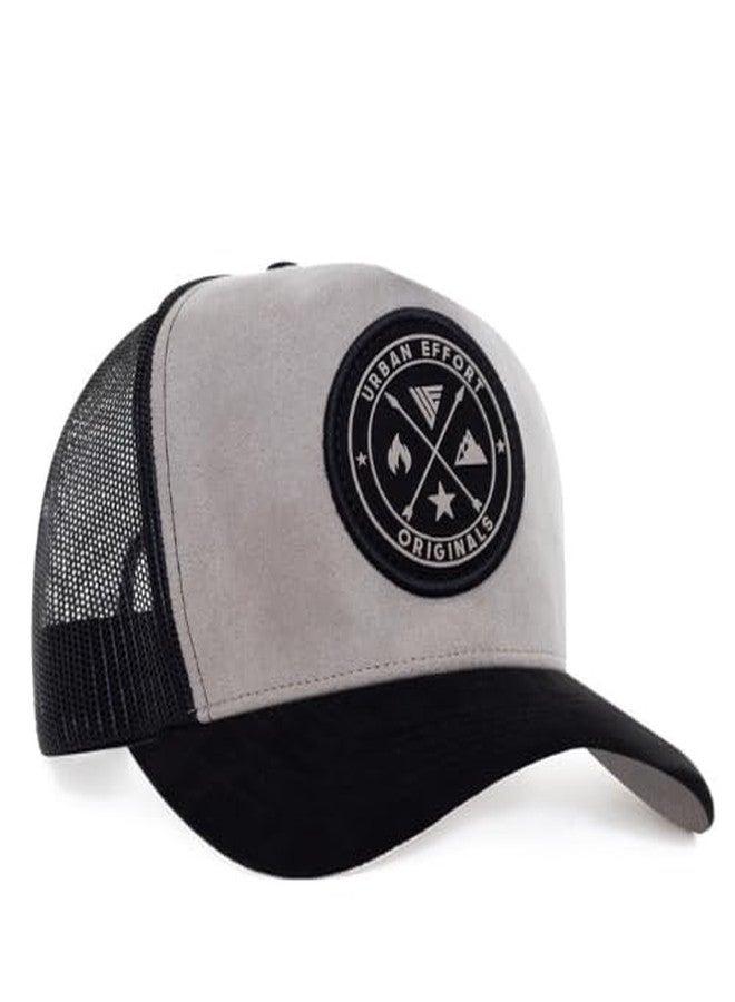 Urban Effort Mesh Back Cap - for Men and Women Baseball Hat 5-Panel Trucker Hat - Great Snapback Closure for Hunting & Hiking (Curved Trucker, Gray/Black) - Image 1