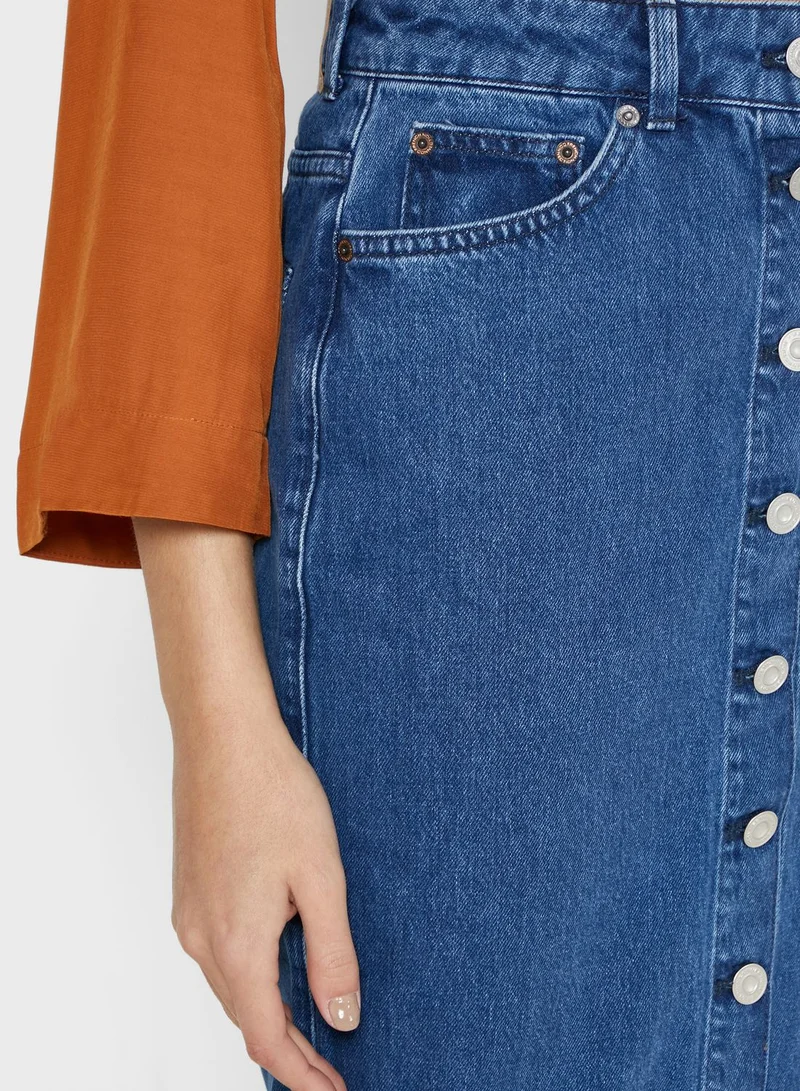 French Connection Reo Button Down Denim Skirt