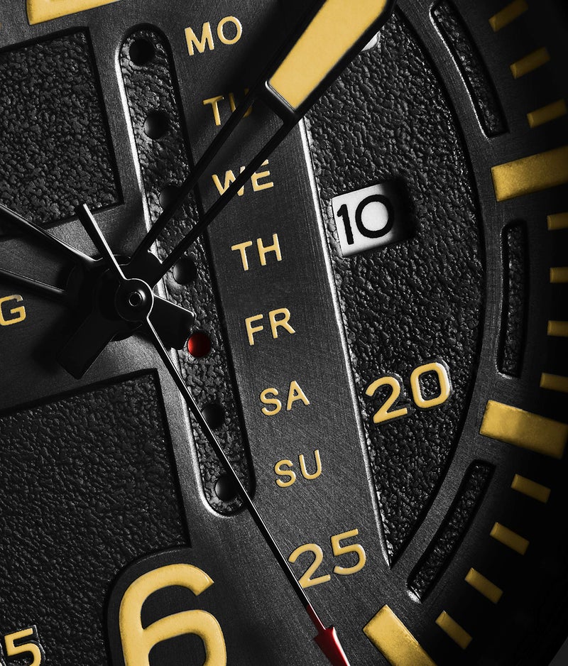 Stuhrling Original Mens Leather Watch -Aviation Watch, Quick-Set Day-Date Leather Band with Steel Rivets, - Image 3