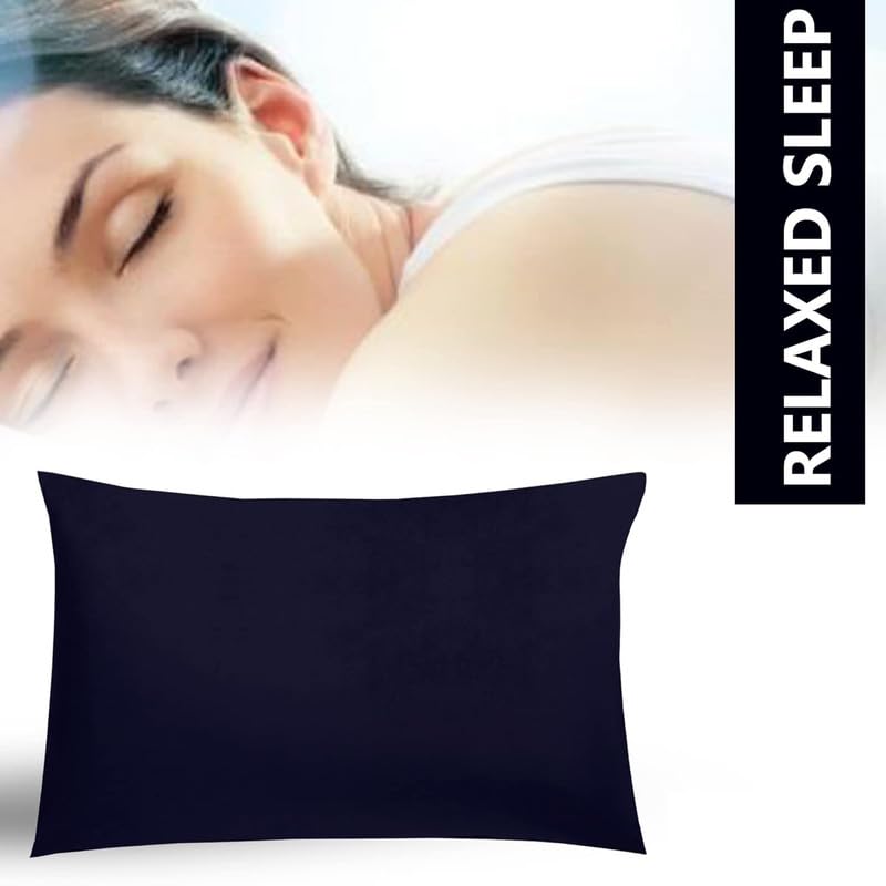 Linenovation Terry Cotton Pillow Protector Dust Free Water Proof Covers Pack of 2pcs (20 inch X 30 inch)- Dark Blue - Image 2