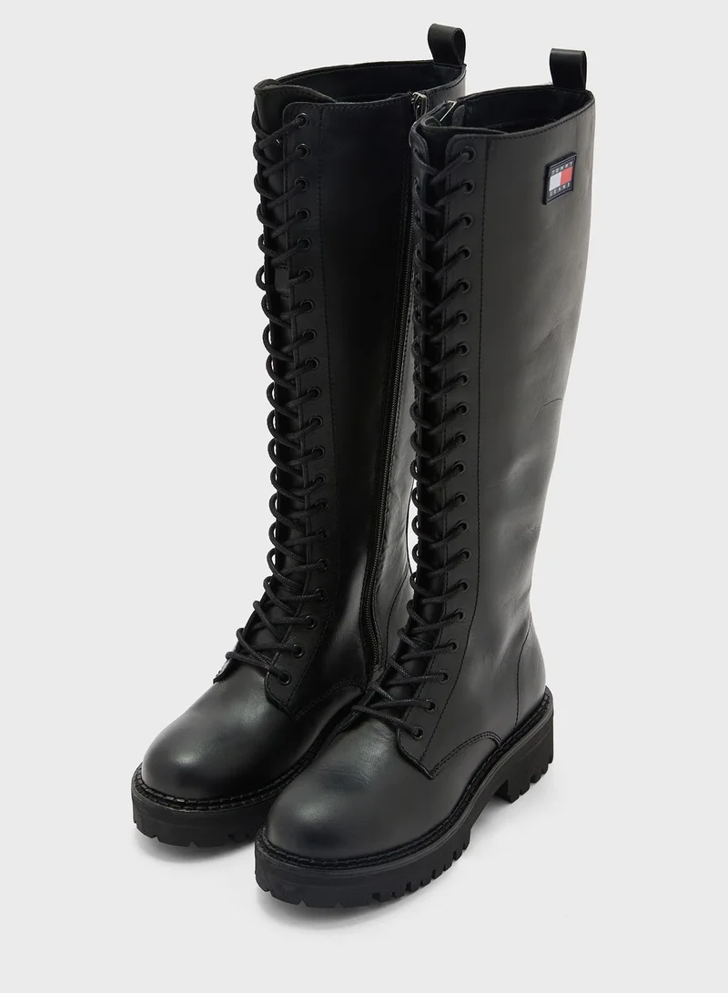 TOMMY HILFIGER Urban Long Shaft Lace Up Knee Boots