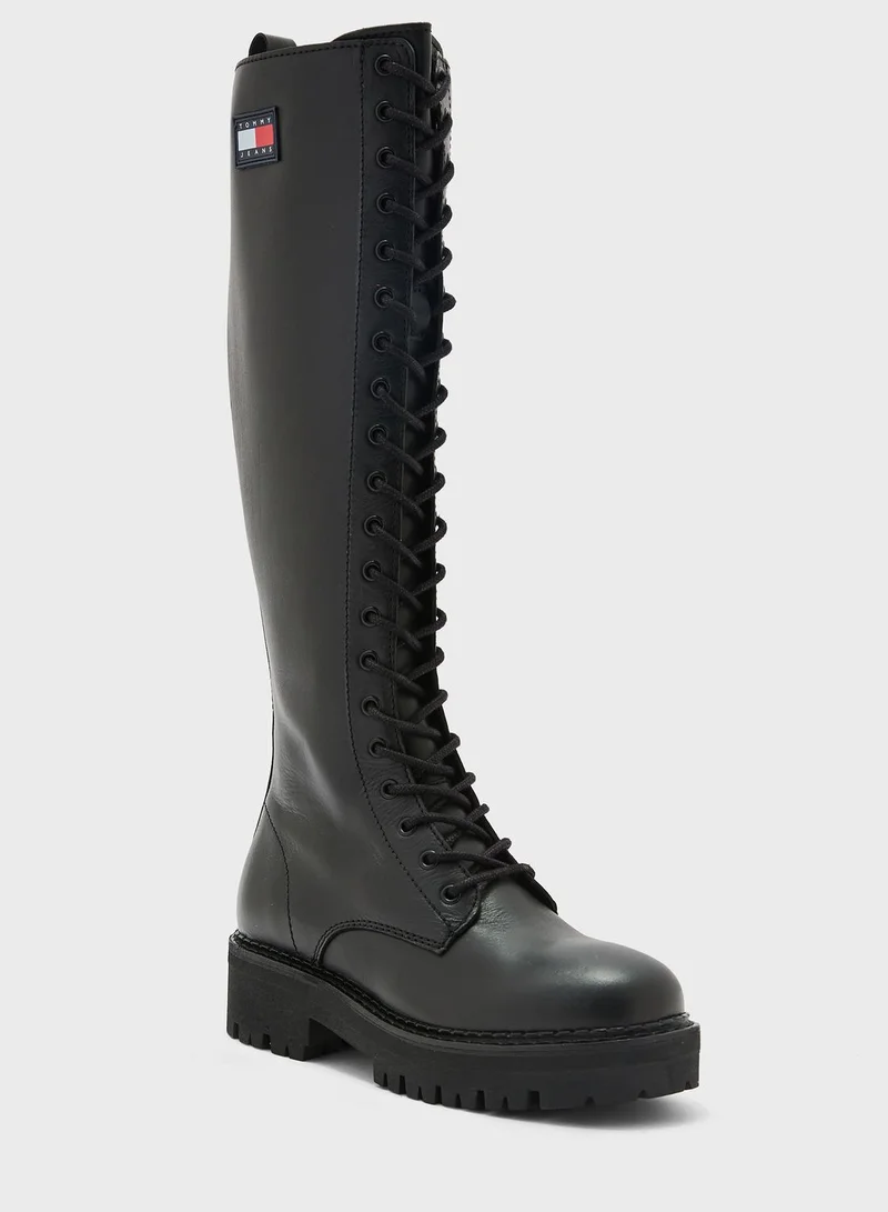 TOMMY HILFIGER Urban Long Shaft Lace Up Knee Boots