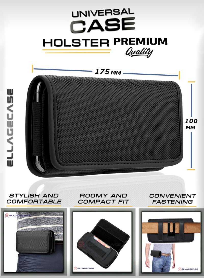 ELLAGECASE Horizontal Universal Holster (XXL Size) – Premium Quality, Stylish & Comfortable, Compact Yet Roomy Fit, Convenient Fastening, Card Slot with Digital Protection - Image 1