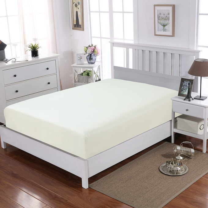 300 THREAD COUNT 100 EGYPTIAN COTTON FITTED SHEETS DOUBLE CREAM