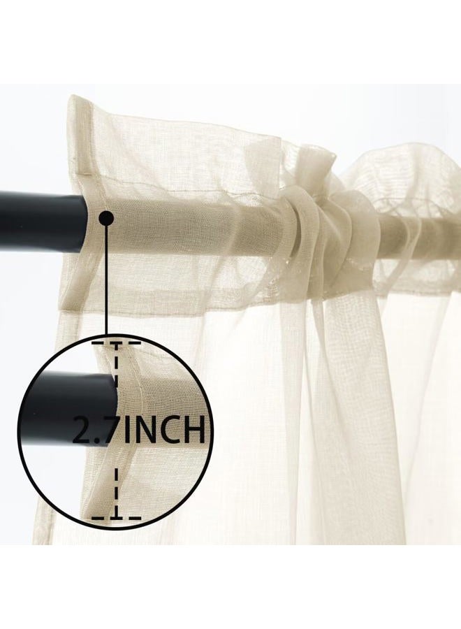 youleyar Outdoor Sheer Curtains Patio Waterproof 2 Panels Linen Look Rod Pocket Indoor Voile Living Room Bedroom Porch Pergola Cabana Gazebo, 100 x 84 Inch, Ivory - Image 5