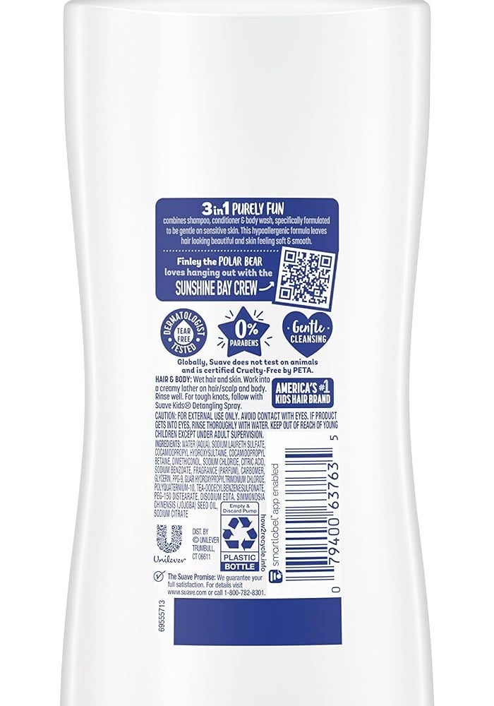 Suave Kids 3-in-1 Shampoo Conditioner Body Wash Purely Fun - Pack of 4, 28 Fl Oz Each - Image 2