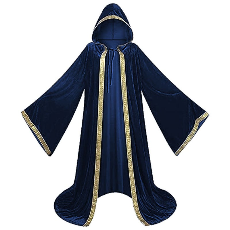 Dark Reaper Cosplay Cloak with Printed Trim, Velvet Cape for Stage Performance, Unisex, 4 Colors