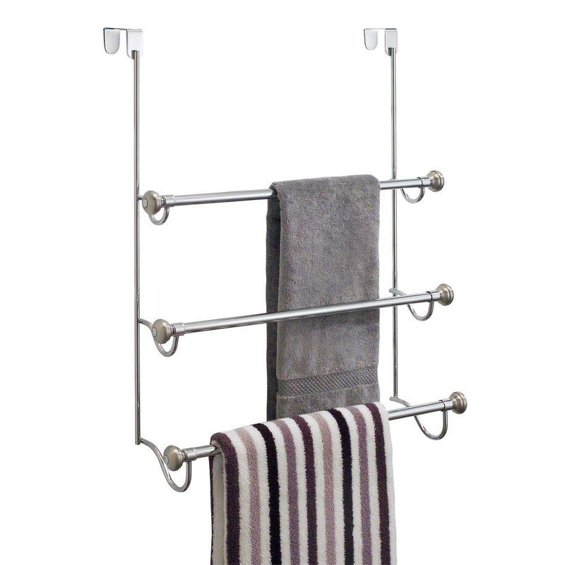 InterDesign iDesign Over the Door Towel Rack, The York Collection, 1.5â€ x 7â€ x 22.8â€, Brushed Nickel - Image 1