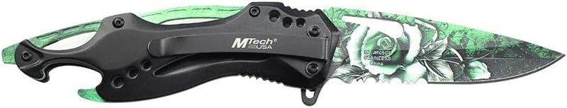 MTECH USA Folding Knife, 3.75-Inch Half-Serrated Blade, Titanium Coating, Glass Breaker, Pocket Clip - Image 5