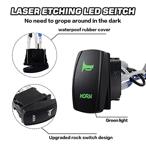 DXGTOZA RZR Horn Kit UTV Horn with Button Rocker Switch LED 12V for Polaris RZR XP 1000, Honda Pioneer Talon, Can Am Maverick X3, Yamaha Rhino, Arctic Cat Wildcat, Teryx 4 - Image 5