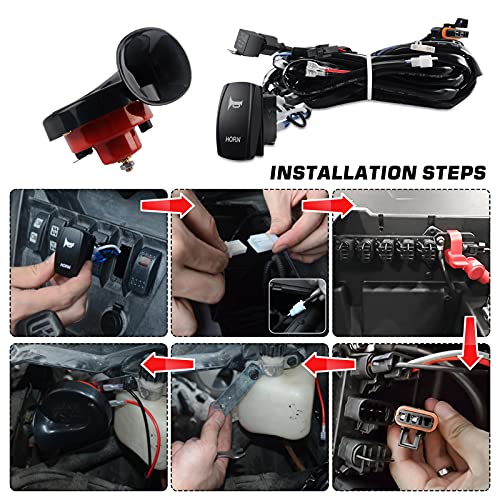 DXGTOZA RZR Horn Kit UTV Horn with Button Rocker Switch LED 12V for Polaris RZR XP 1000, Honda Pioneer Talon, Can Am Maverick X3, Yamaha Rhino, Arctic Cat Wildcat, Teryx 4 - Image 2
