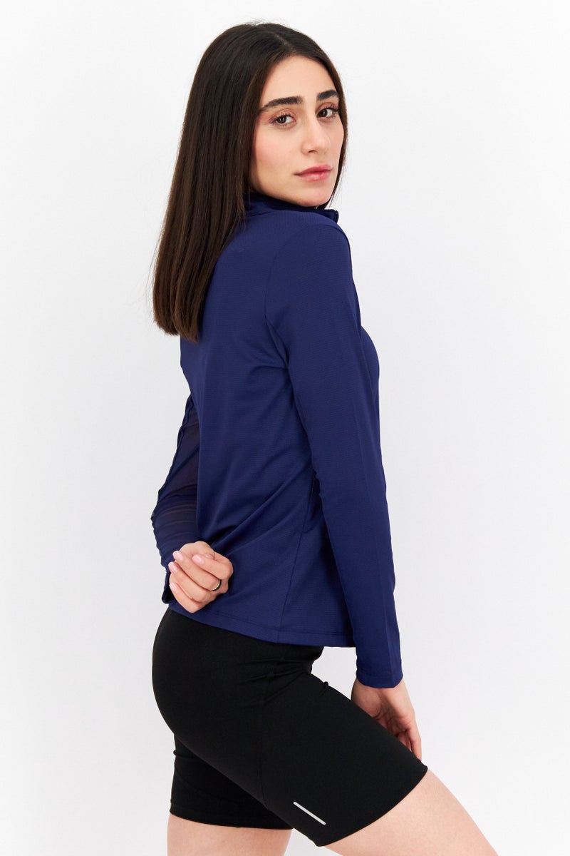 X by Gottex Women Sportswear Fit Long Sleeve Training Top, Navy Blue - Image 3