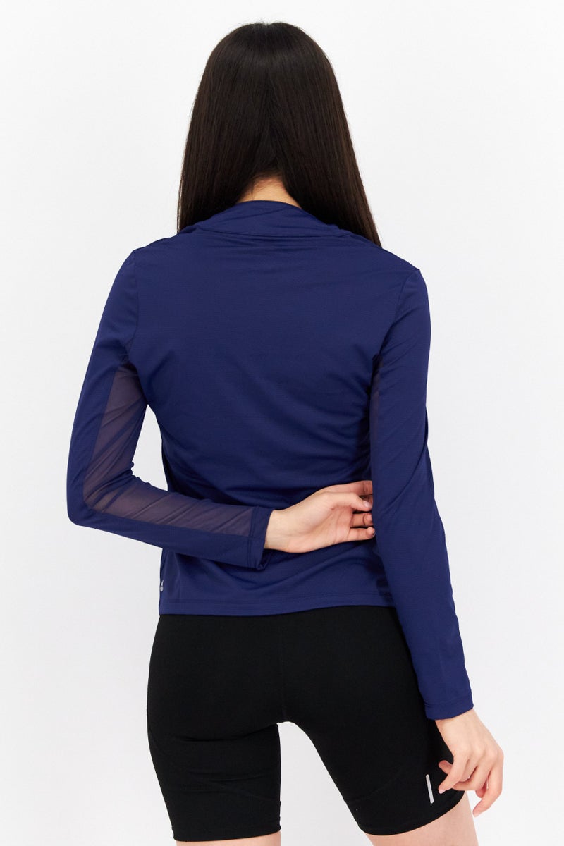 X by Gottex Women Sportswear Fit Long Sleeve Training Top, Navy Blue - Image 4