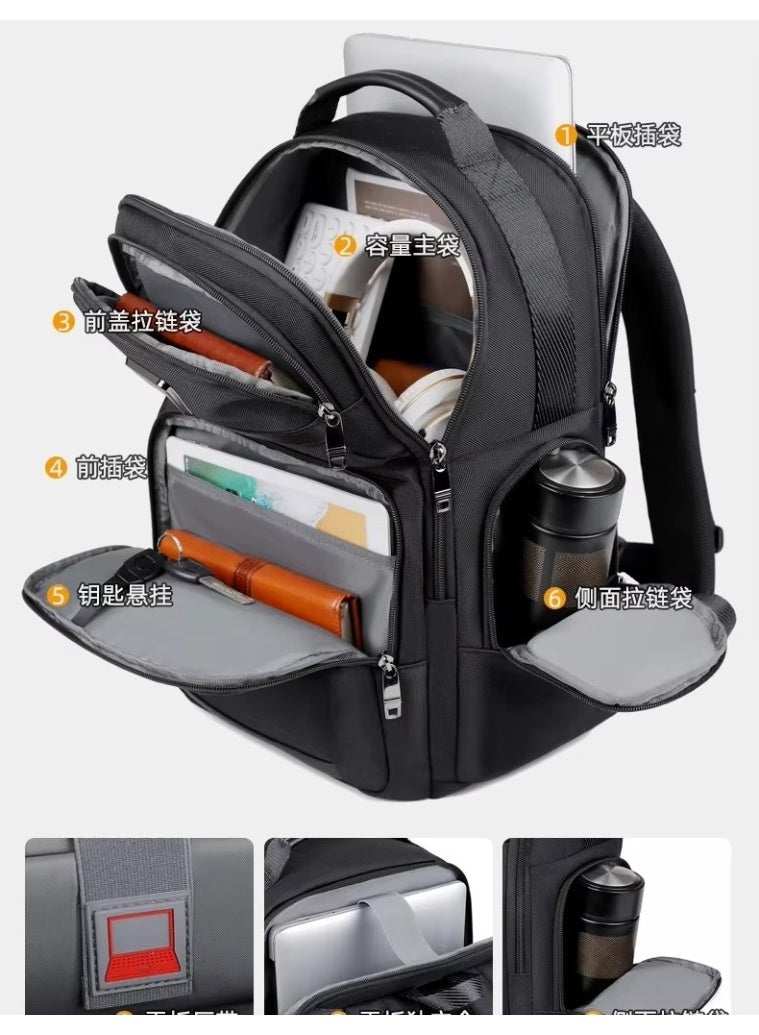 High Quality Men’s Backpack Large Capacity 17.3 Inch Laptop Male Handbag Rucksack Outdoor TUMMY 83047 Black - Image 3