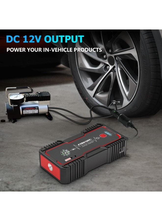 FOWAWU 18000mAh 1500A Car Jump Starter,Water-Resistant Jump Starter Battery Pack(7.0L Gas,5.5L Diesel),Battery Jumper Starter Portable with USB/DC 12V/LED Light - Image 3