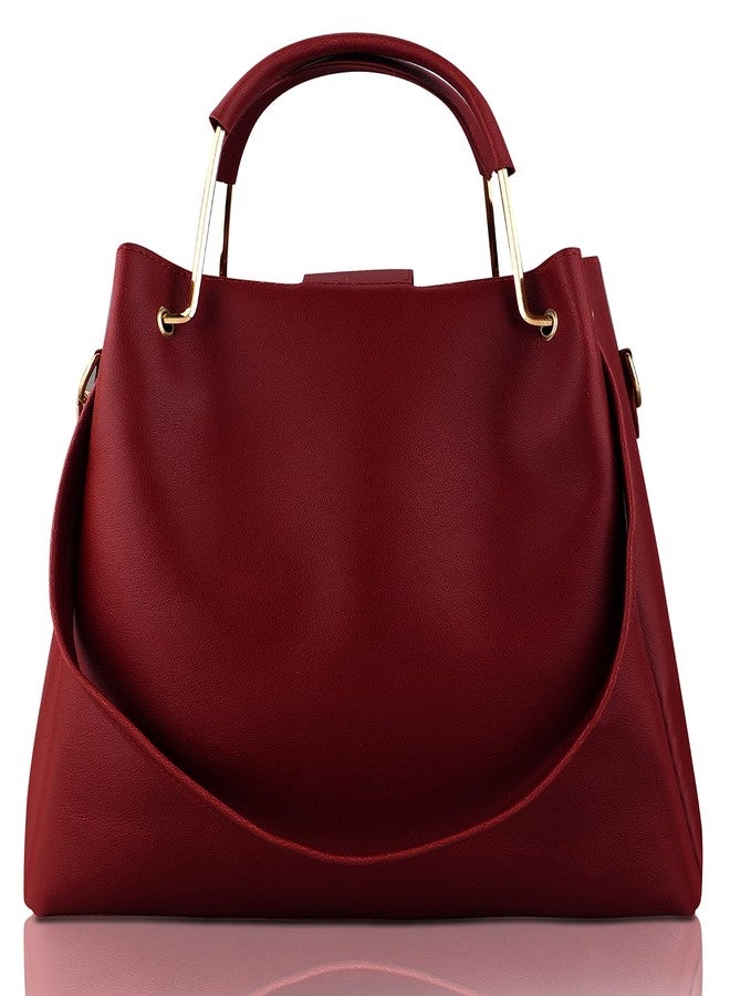 LIKE STYLE Women Hand Bags PU Rexine Flap Closure Casual Formal Ladies Shoulder Bag Pack of 3 (Maroon) - Image 3