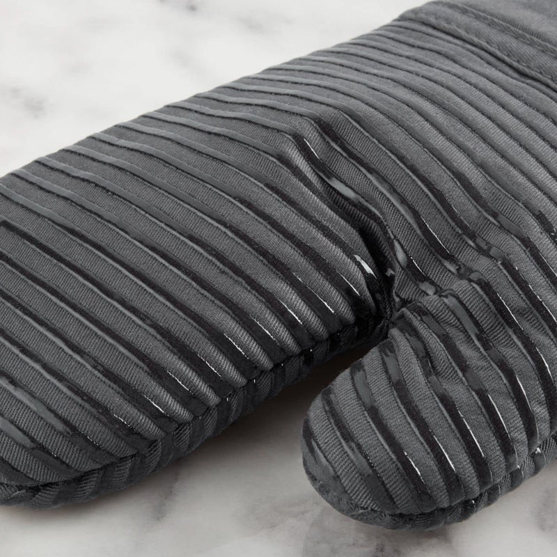 KitchenAid Quilted Cotton Terry Cloth Oven Mitt  Pot Holder Heat Resistant  16""x26""  7""x13"" & 7""x10""  Charcoal Grey - Image 4