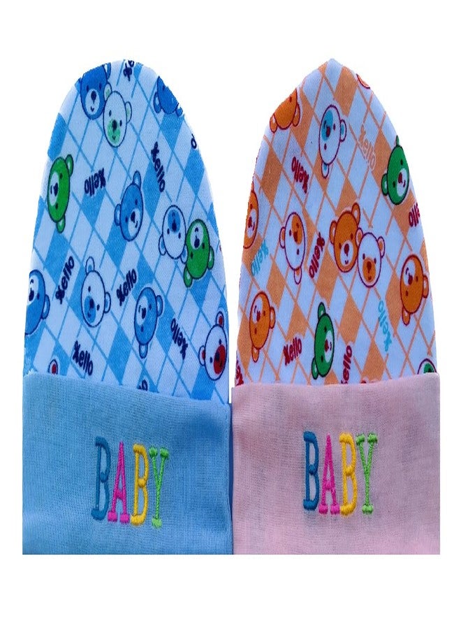 Wavva قبعات جوارب قطنية فائقة النعومة من Wavva® للأطفال من عمر 0 إلى 6 أشهر، بنين وبنات.. منتج متعدد الألوان. (قبعة مطبوعة) - Image 1