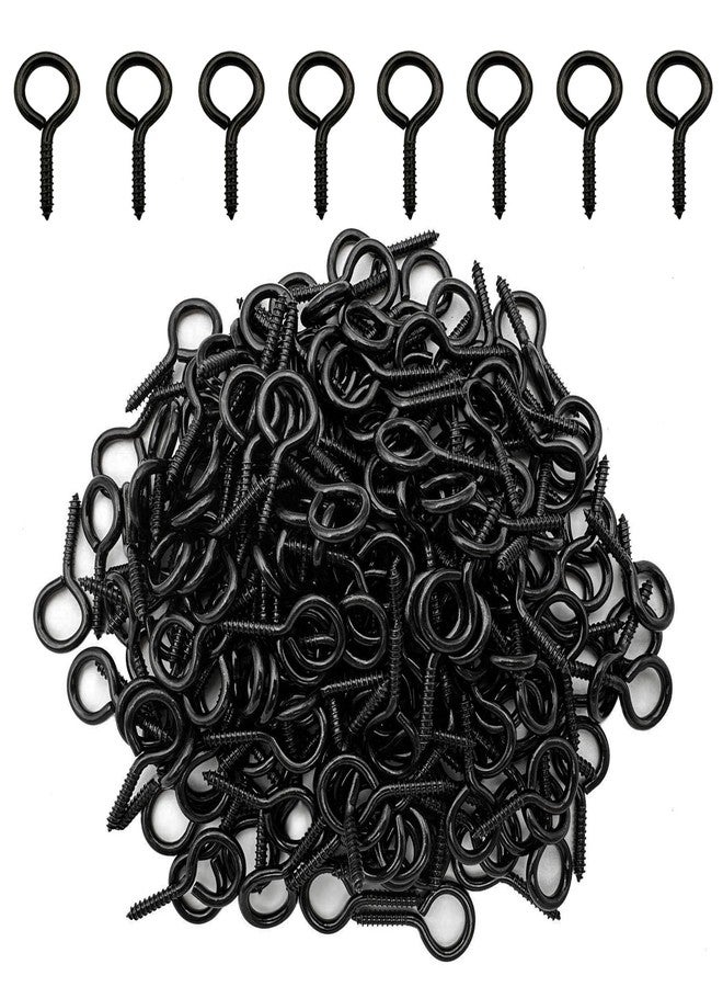 IDEALSV Black 200 Pcs Eyes Screw Hooks 1 Inch Screw in Hooks Jewelry Metal Ring - Image 1