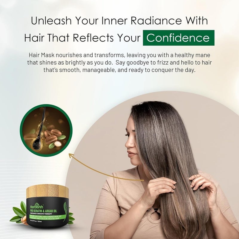 Herbishh Black Hair Color Shampoo (400ml x2) + Argan Keratin Hair Mask 150gm - Ammonia Free with 100% Grey Coverage - Image 3