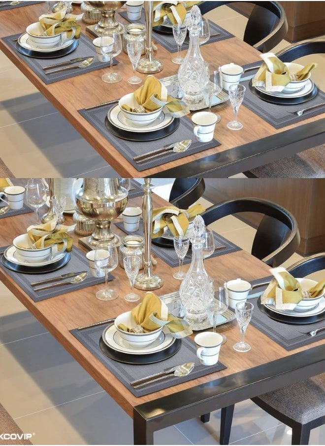 SUNIFY - 6-Piece Rectangle Double Border Placemat Set  Washable Table Mats For Restaurants Party Decoration 45 x 30cm - Image 1