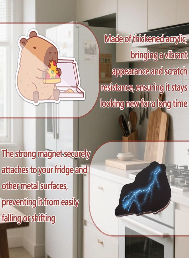 مغناطيسات ثلاجة على شكل حيوانات الكابيبارا اللطيفة من جوزولا، مغناطيسات قوية لتزيين ثلاجة المطبخ، مغناطيسات بتصميم فريد ومضحك مستوحى من حيوان الكابيبارا للمنزل والثلاجة والمدرسة والخزانة والعمل (8 قطع) - Image 3