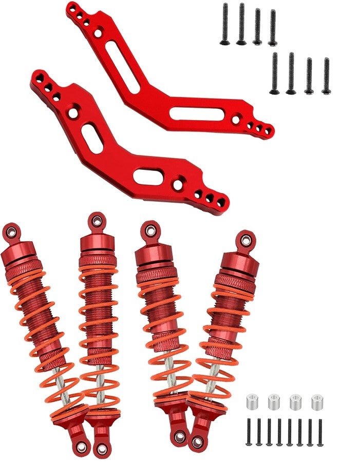 Rcarmumb RC Shocks & Shock Tower Upgrades Part for 1/10 Granite/Senton 3S BLX &Mega550,Alloy Front Rear Big Bore Shocks & Shock Tower Hop-up,Red - Image 1