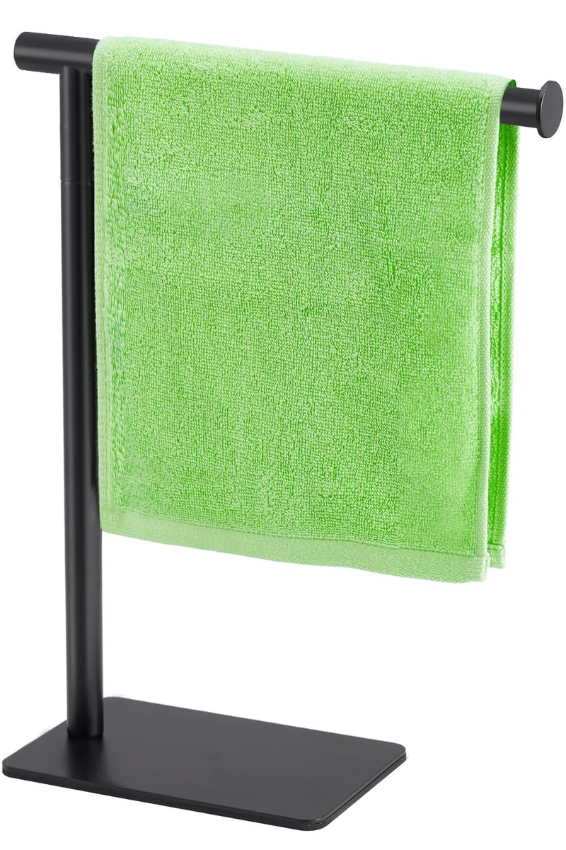 DECLUTTR Hand Towel Holder Stand,  Stainless Steel Towel Rack for Bathroom Countertop, Black Free Standing Hand Towel - Image 1